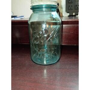 Vintage Ball Perfect Mason Aqua Blue #1 1910-23 Era Canning Jar Zinc Lid